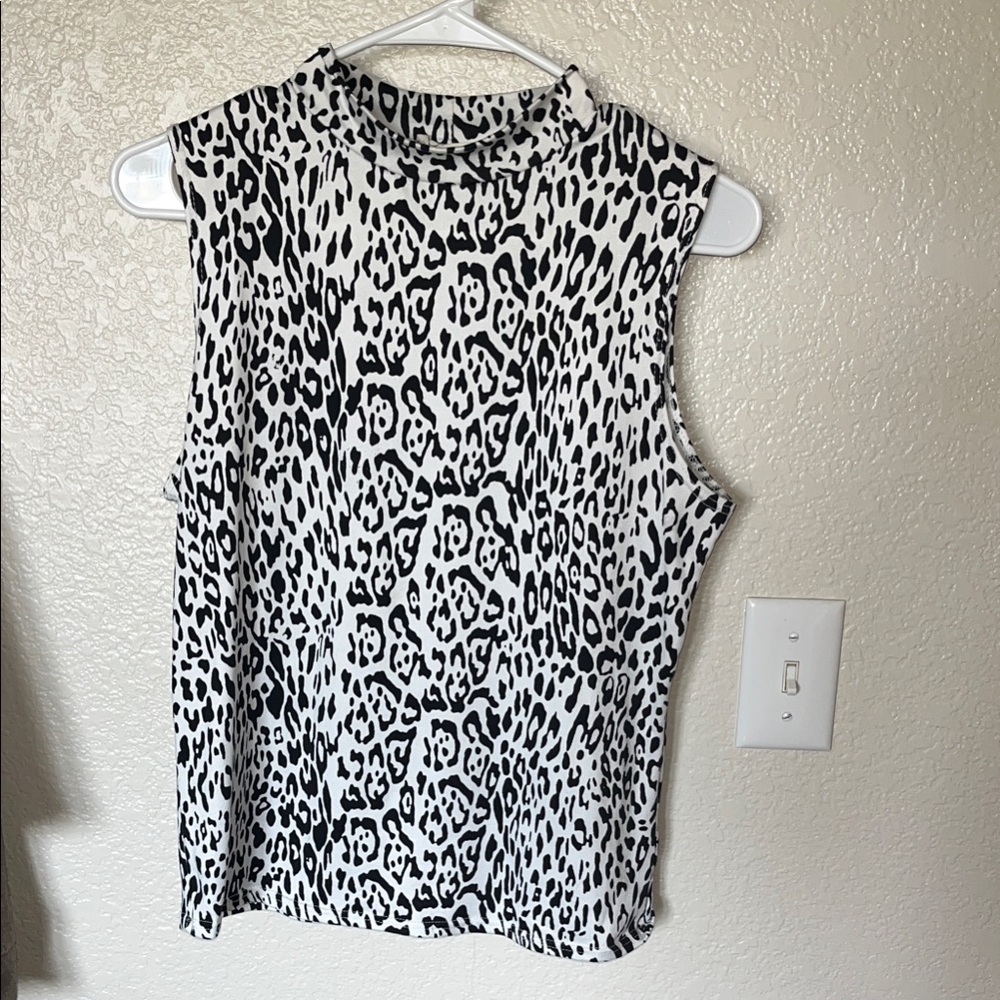 Olivia Rae Black and White Animal Print Tank Top
